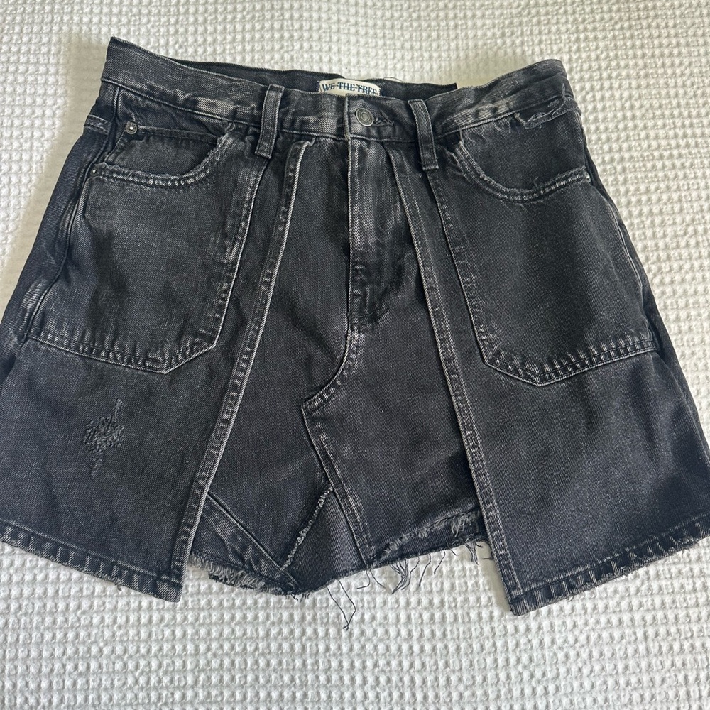 We The Free Charcoal Denim Skort